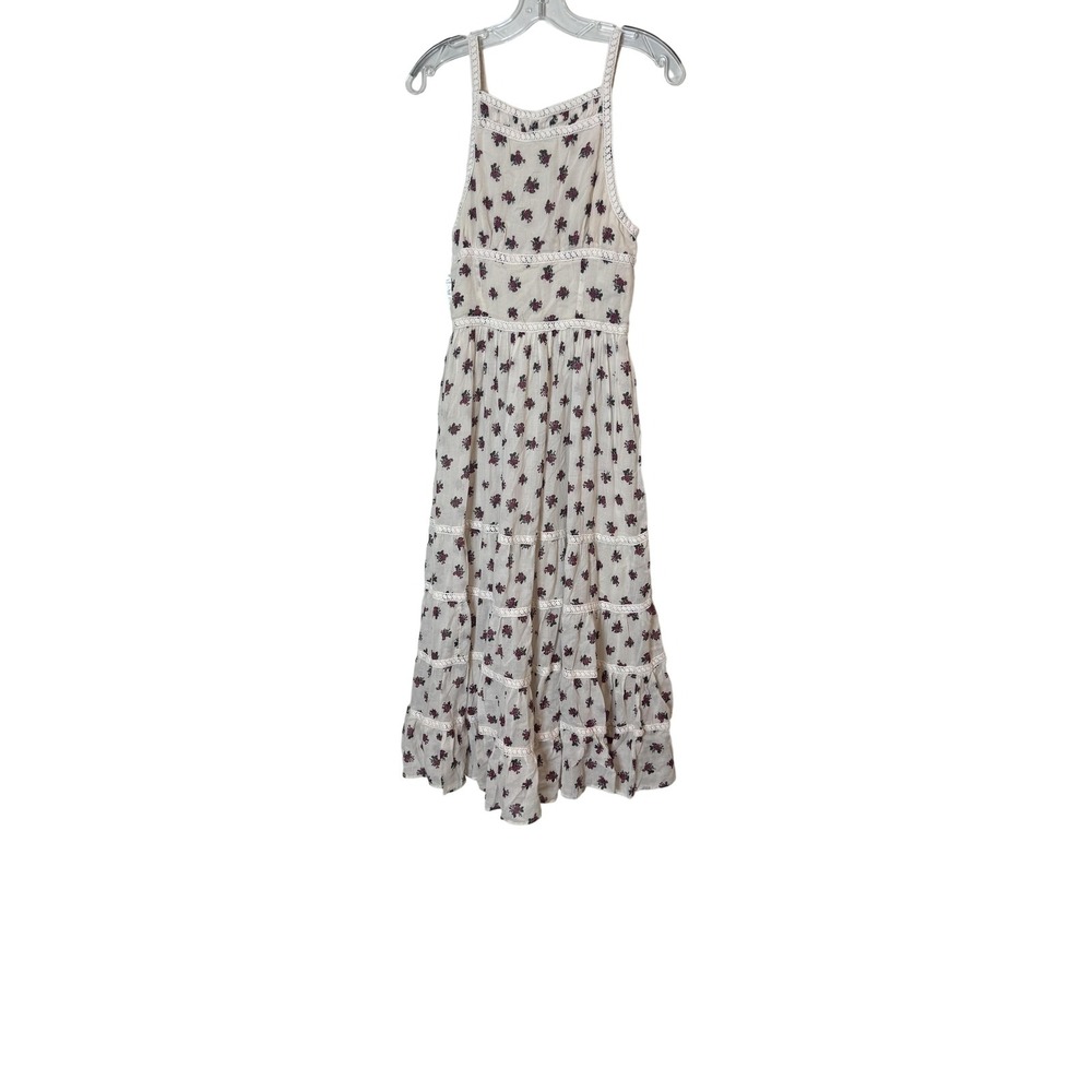 Free People Dress Womens XS White Floral Tiered Maxi Boho Sundress